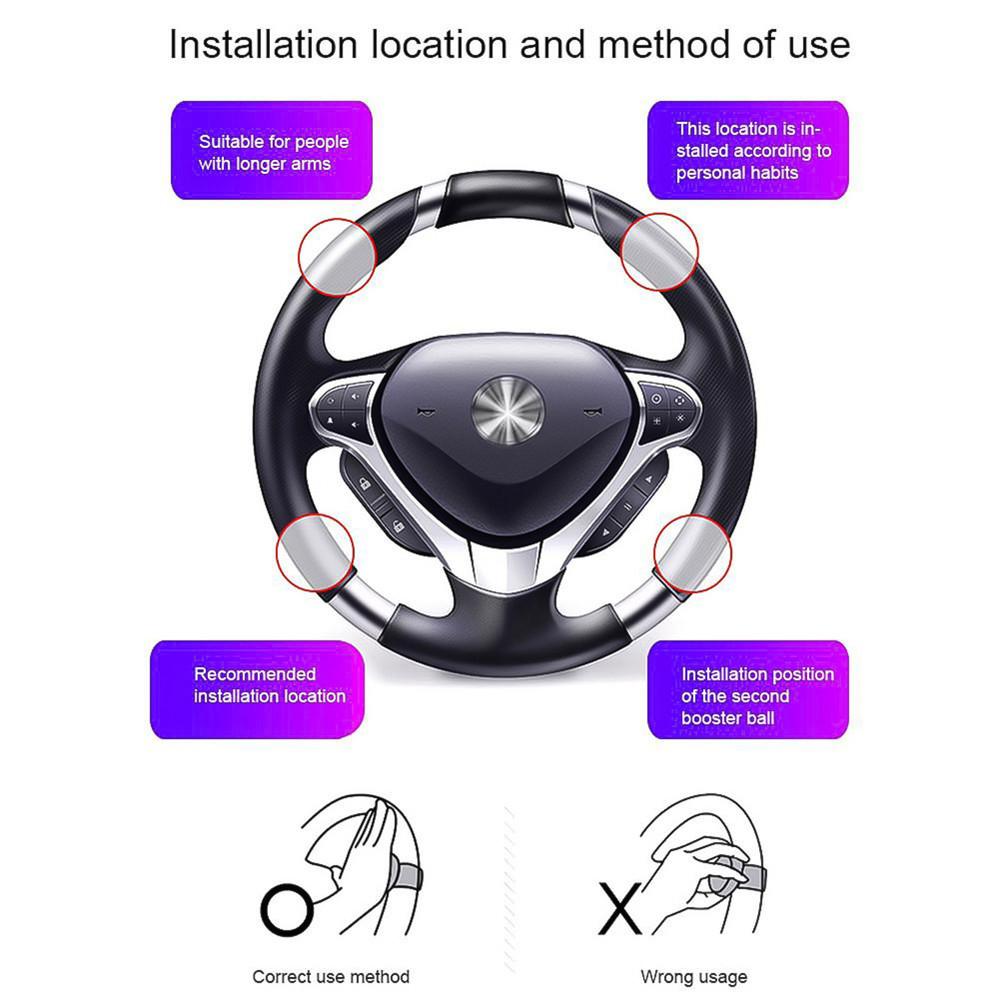 360 Degree Rotation Car Steering Wheel Knob Ball Spinner Knob Steering Booster Silicone Power Steering Handle Ball Strengthener