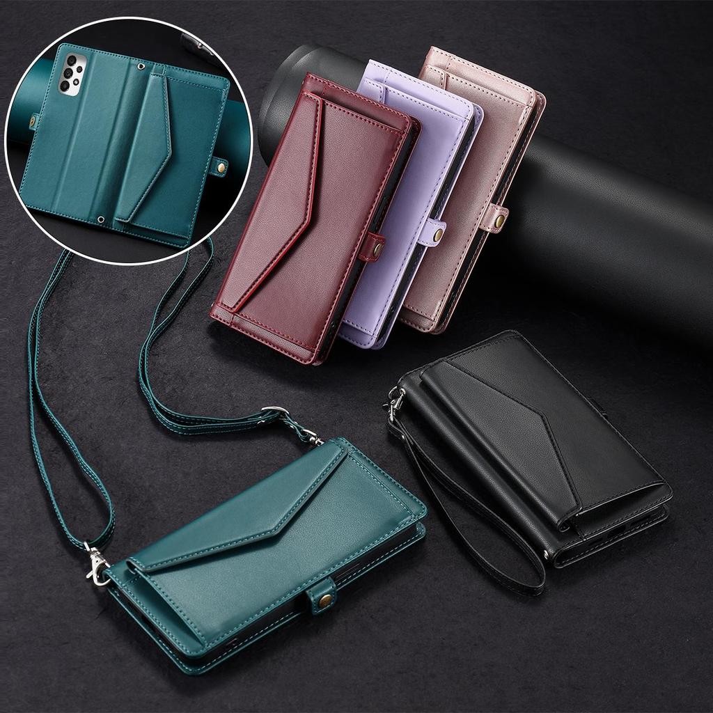 Чехол-книжка для Samsung Galaxy A73 5G, A53, A52 4G/5G, A52S, A33, A32 4G, A32, A23, A13, стиль конверт, кошелек из ПУ-кожи, чехол для телефона с ремешком через плечо
