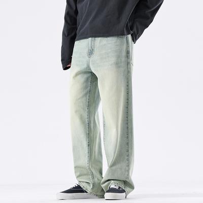 Новые американские уличные джинсы и брюки прямого кроя свободного кроя цвета варки на весну и лето