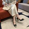 2025 Spring and Summer National Style Square Head Design Fashion Light Mouth Casual Thick Heel High Heel Versatile Fashion Daily Single Shoes Women
