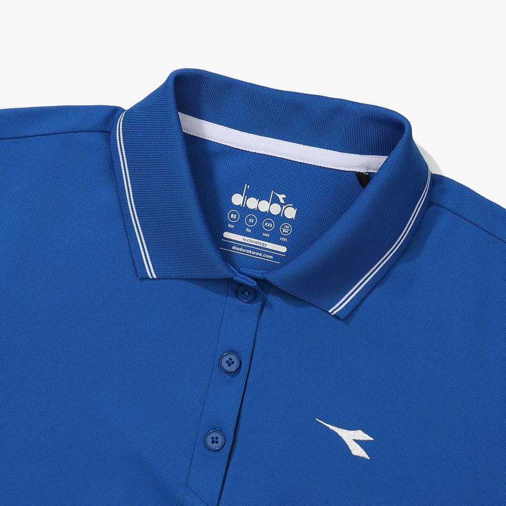 Diadora Женская синяя футболка с коротким рукавом и воротником-поло