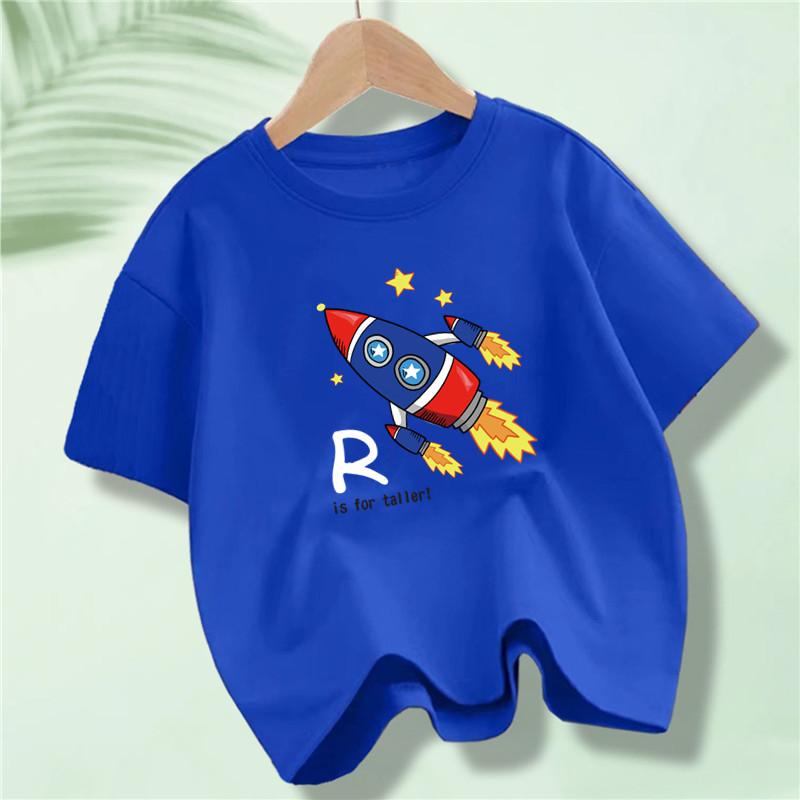 Kids Explore Space Astronaut Prints Summer Fashion T-Shirt Boys Fashion Cotton T-Shirts Hip Hop Casual Cotton Tops