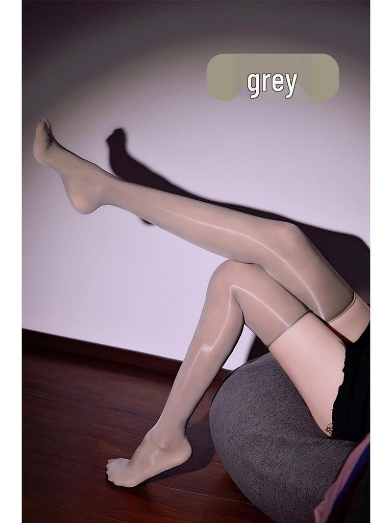 Маленькая Сваха Черные Прозрачные Миди-гольфы и Маслянистые Шелковистые Чулки до Бедра с Носками до Колена с Лошадиным Жиром.