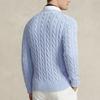 Polo Ralph Lauren SS24 Solid Color Logo Embroidered Cable Knit Crew Neck Long Sleeve Sweater Men Sweater Hyacinth-Blue MNPOSWE16821848-400