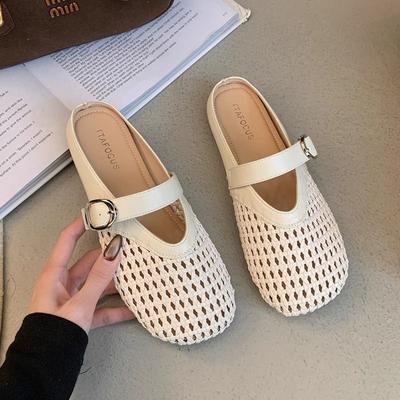 Плетеные шлепанцы бокен с плоской подошвой для женщин, модные и стильные для ношения на улице, крутые шлепанцы с ремешками-пряжками и мысками