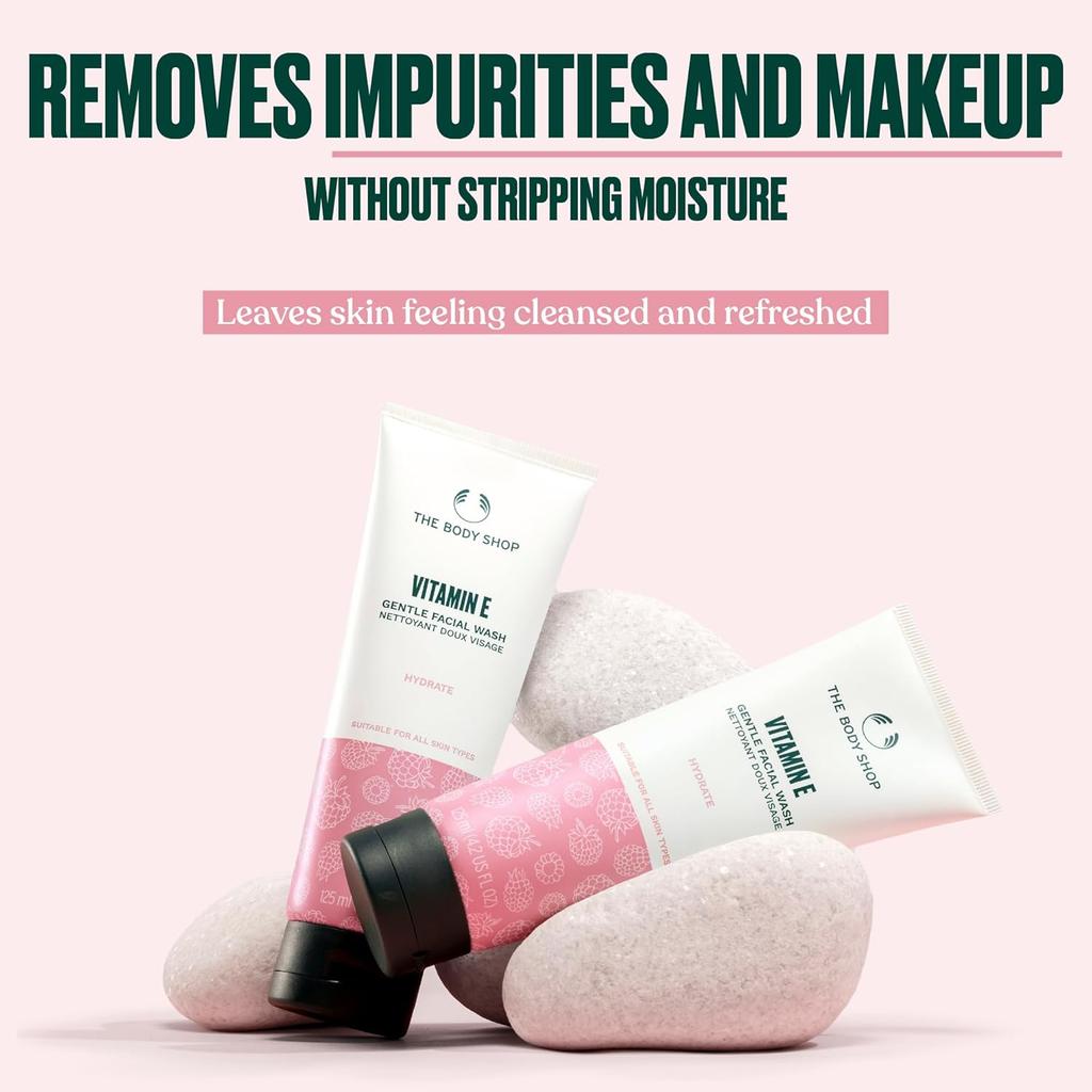 The Body Shop Vitamin E Gentle Facial Wash 125 ml For All Skin Types Soft Hydrating Cleanser