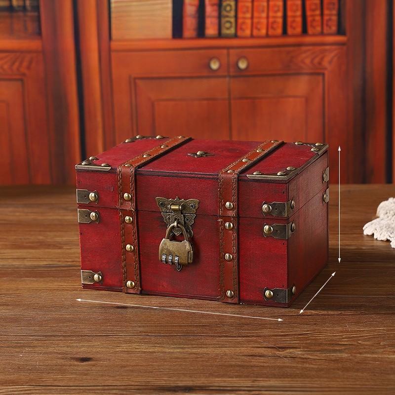 Storage Wooden Vintage Box With Lid For Desk And Shelf Organization Decoration