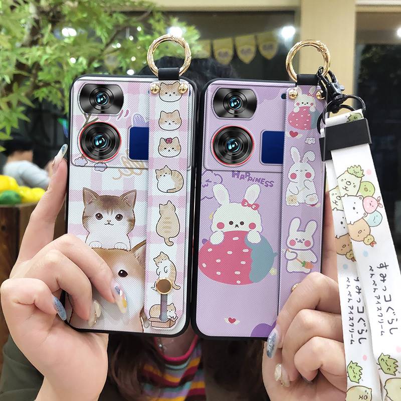 Soft Case Ring Phone Case For ZTE Nubia Z60 Ultra Back Cover Fashion Design Lanyard Waterproof Anti-knock Wrist Strap