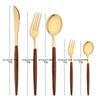 20 шт. Столовые приборы из нержавеющей стали с имитацией деревянной ручки, столовая посуда, нож, кофейная ложка, чайная вилка, набор столовых приборов, посуда