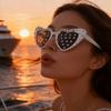 Блестящие солнцезащитные очки в форме сердца с бриллиантами, женские, роскошные, дизайнерские, с буквами, для дня рождения, женские, модные, UV400, для вечеринки, аксессуар
