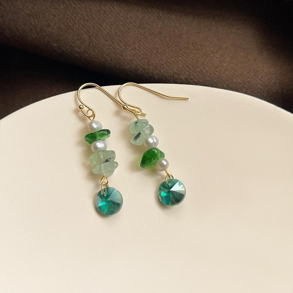 Изумрудные серьги-пусеты в стиле ретро середины века