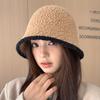 Autumn and Winter Solid Color Warm Hat for Women Japanese Simple Knitted Fisherman Hat Korean Face-showing Small Chenille Casual Basin Hat
