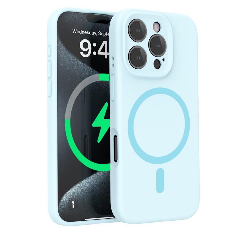 Liquid Silicone Phone Case IPhone 16 Pro Max With Magnetic Adsorption Lens Protection Shockproof Anti-Scratch