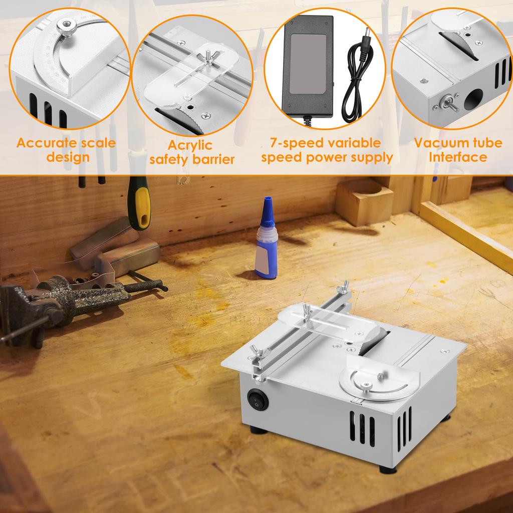 Мини Электрическая Настольная Пила 7-ступенчатая Регулируемая Маленькая Бытовая DIY Режущая Машина Настольная Пила для Резки ПХБ Акрила Дерева
