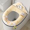 Thick Plush Toilet Seat Cover With Backrest Washable Cartoon Dog Print Winter Warm Soft Cotton Pad Home Bathroom Use