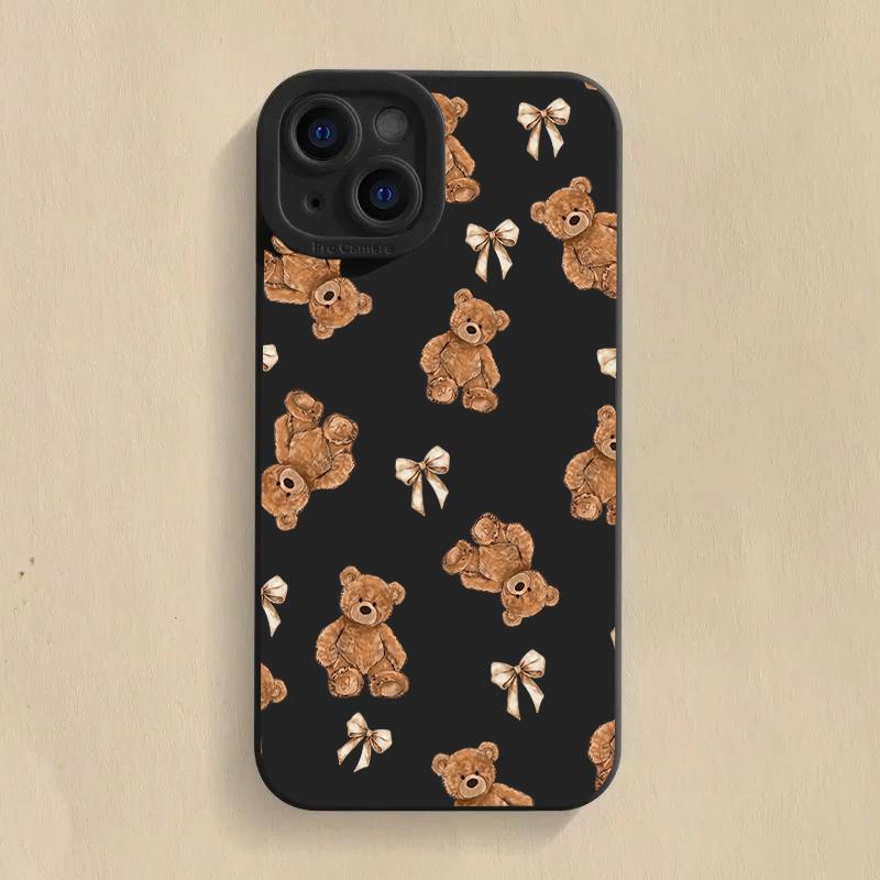 Cute Bow Bear Silicone Phone Case For Samsung Galaxy S26 S25 S24 S23 S22 S21 Ultra Plus FE A06 A26 A32 A33 A56 A34 A54 Cover
