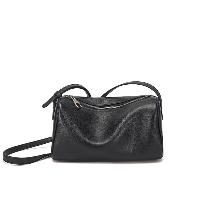 Leather Women's Bag New Retro Niche Design Cylinder Bag Versatile Messenger Bag Shoulder Bag Women