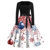 Women's Fashion Casual Square Neck Slim Christmas Printed Long Sleeve Dresses
