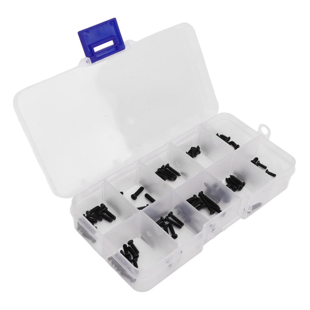 100Pcs RC Car Screws Box Set Stainless Steel RC Screws Kit for MJX 16208 16207 16210 1 16 Brushless RC Car with Box