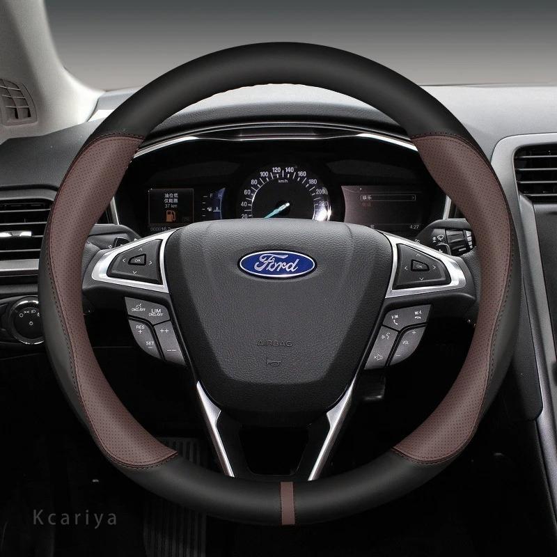 Carbon fiber Car Steering Wheel Cover For Ford Focus F150 SADWE4 Mondeo Fiesta Kuga Edge Ecosport Explorer Escape Fusion Ranger Taurus