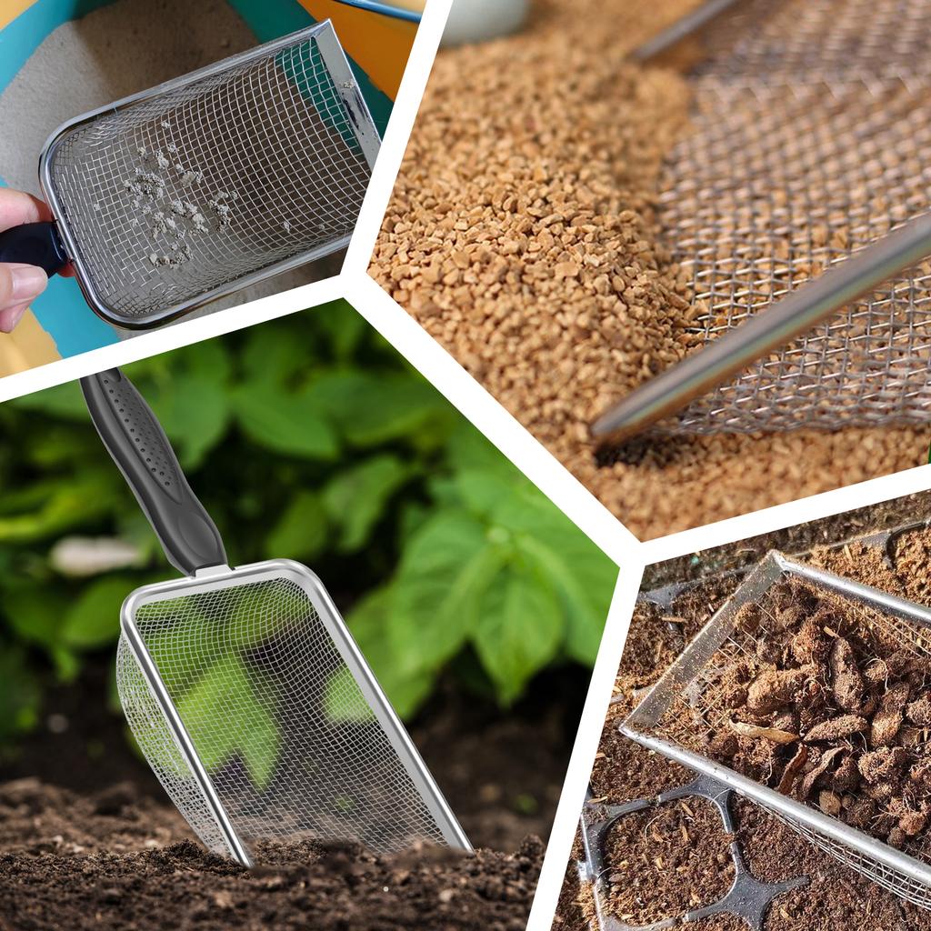 3/4 шт. Садовые сита для почвы из нержавеющей стали, сито для песка, почвы, компоста с ручкой, высокоэффективное сито, совок для посадки