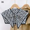 Front Tie Fake Collar For Women Vintage Print Detachable Collars Houndstooth Letter Fake Collar Shawl Wrap Scarf Neckwear Cape