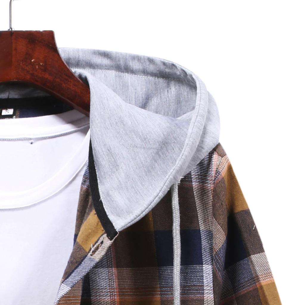 Мужская и женская клетчатая рубашка с капюшоном и пуговицами, рубашка с длинными рукавами, куртка, пальто