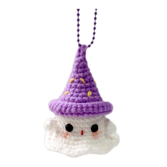 Хэллоуин Крючком Призрак Орнамент Милый Ручной Работы Вязаный Лягушка/Кот/Паук/Клубника Призрак Подвесное Украшение для Зеркала Заднего Вида Автомобиля