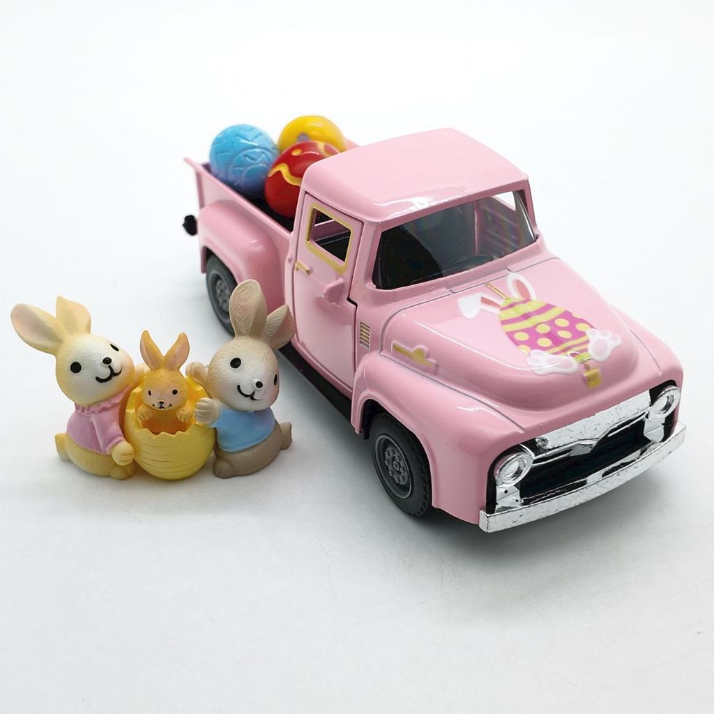 Reconstructed Old Man'S Truck Model Easter Bunny Egg Decoration Item Alloy Car Model