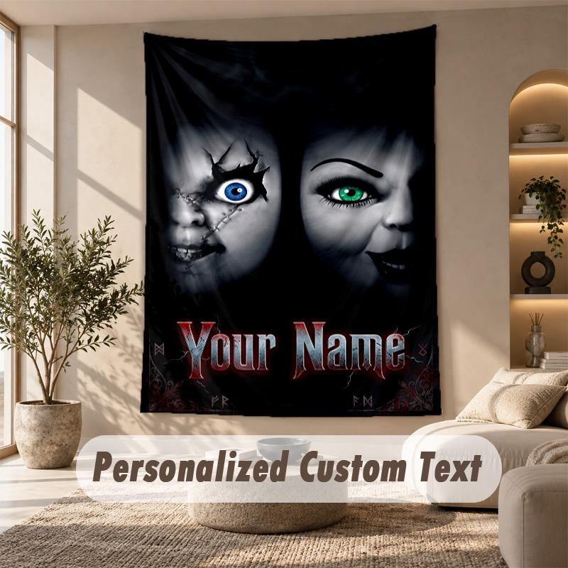 Tapestry Custom Name Text, Wall Hanging Tapestry Home Room DecorChild's Play Chucky Tiffany