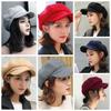 Ear Protection Woolen Octagonal Hat Solid Color Painter Caps Casual British Berets  Winter