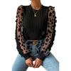 Mesh Small Flower Chiffon Shirt for Women In Spring Summer Round Neck for Slimming Pullover Long Sleeved Top