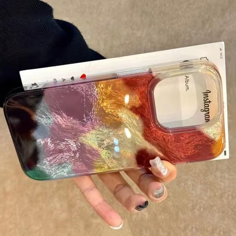 Чехол Art Color Gradient Tin Paper Pattern Glacier для iPhone 16 15 14 13 12 11 Pro Max Plus, противоударный бампер