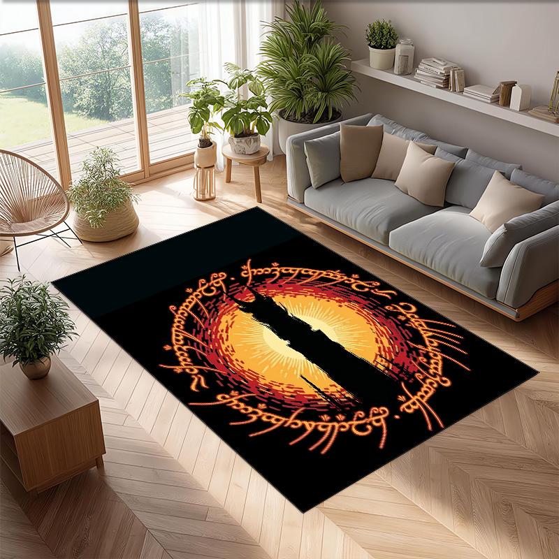 A Lord of the Rings Printed Crystal Velvet Area Rug, Soft Anti-Slip Water Absorbent Floor Mat for Living Room Bedroom