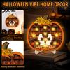 Cool Patterned Ornaments Halloween Door Sign, Glowing Ghost Hanging Decor, Wooden LED Window Festive Theme Ornament for Party, Spooky Wall Pendant
