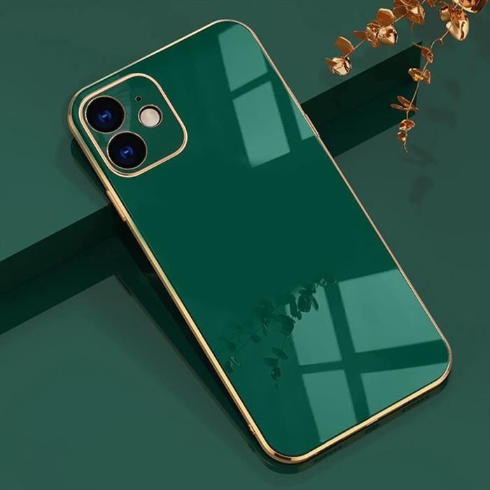 Coque de Protection - Luxe Fashion - pour iPhone 12 Pro - Vert nuit - Antichoc - Bordure Or