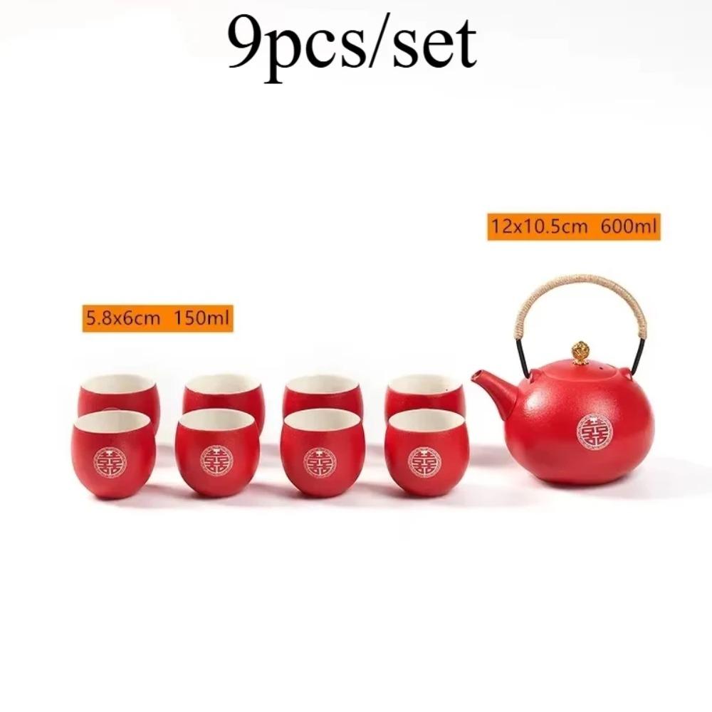 Boutique Ceramic Filter Tea Pot Set Household Tea Pot and Cup Set Chinese Style Wedding Red Teaware Gifts Productos Chinos