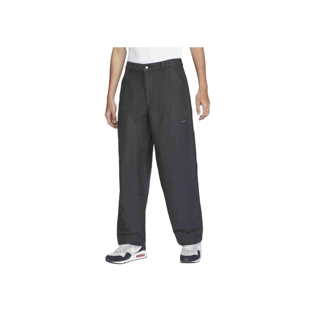 Nike Life Однотонные модные простые брюки на молнии для мужчин, с усиленными коленями, цвет угольно-черный FZ0131-060