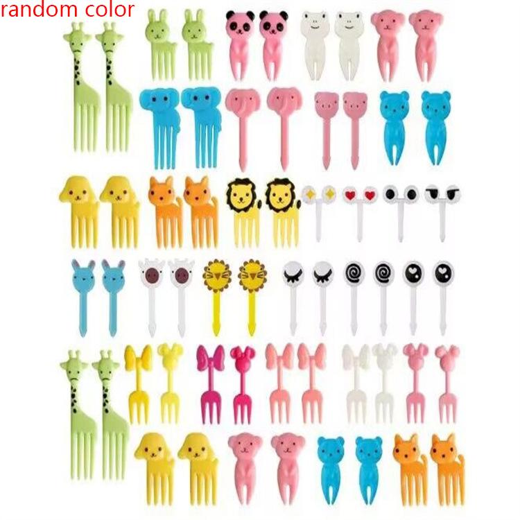 Children Snackc Food Fruit Forks Lunch Accessories Party Decor Cute Mini Animal Cartoon Food Picks Lunch Box Divider