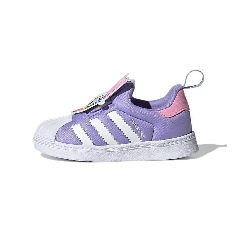 Детская обувь Disney x Adidas Originals SUPERSTAR 360, устойчивая к истиранию, низкая, для малышей, фиолетовая, для младенцев и малышей GX3280