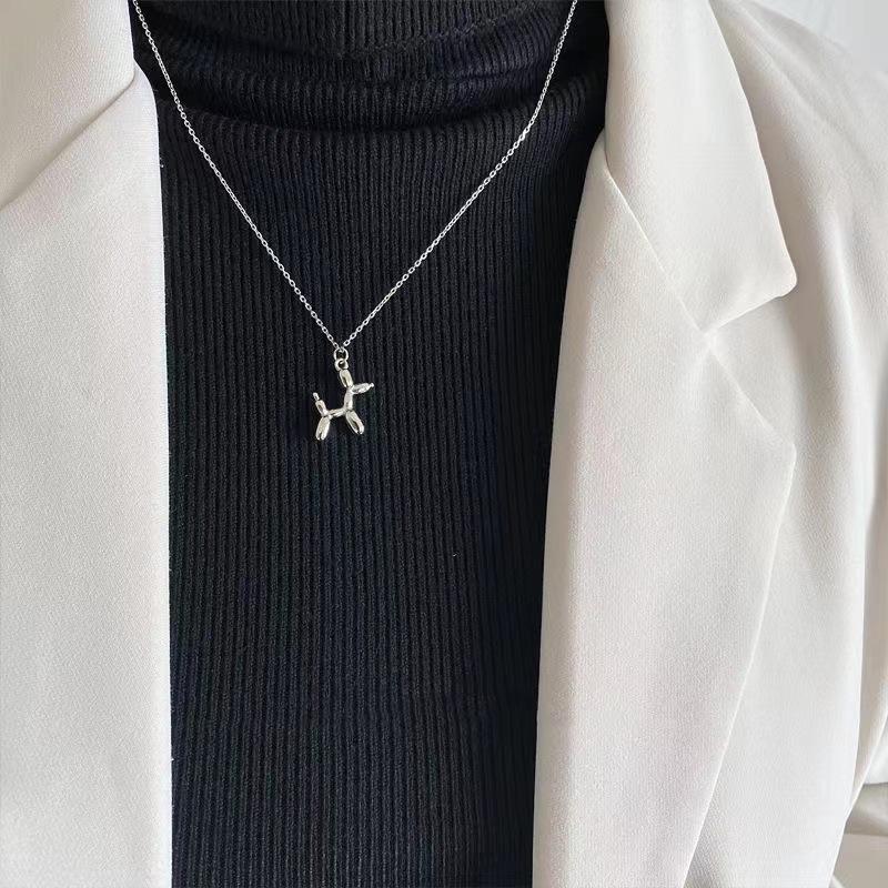 Silver Color Cute Animal Balloon Dog Necklaces Creative Pendant Clavicle Chain Necklace Ladies Girl Jewelry Dropshipping