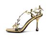 Fashion 2025 Summer Ladies High Heels Fashion Pointed Leaf Gold Silver High Heel Sandals Women Party Wedding Shoes
