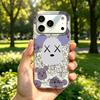 Чехол для iphone XR 17 Pro 16 Plus 14 Air 11 18 Pro Max 12 13 15 XS Max Серебристый Блеск Трескающийся Фон Белый Агрессивный Медведь