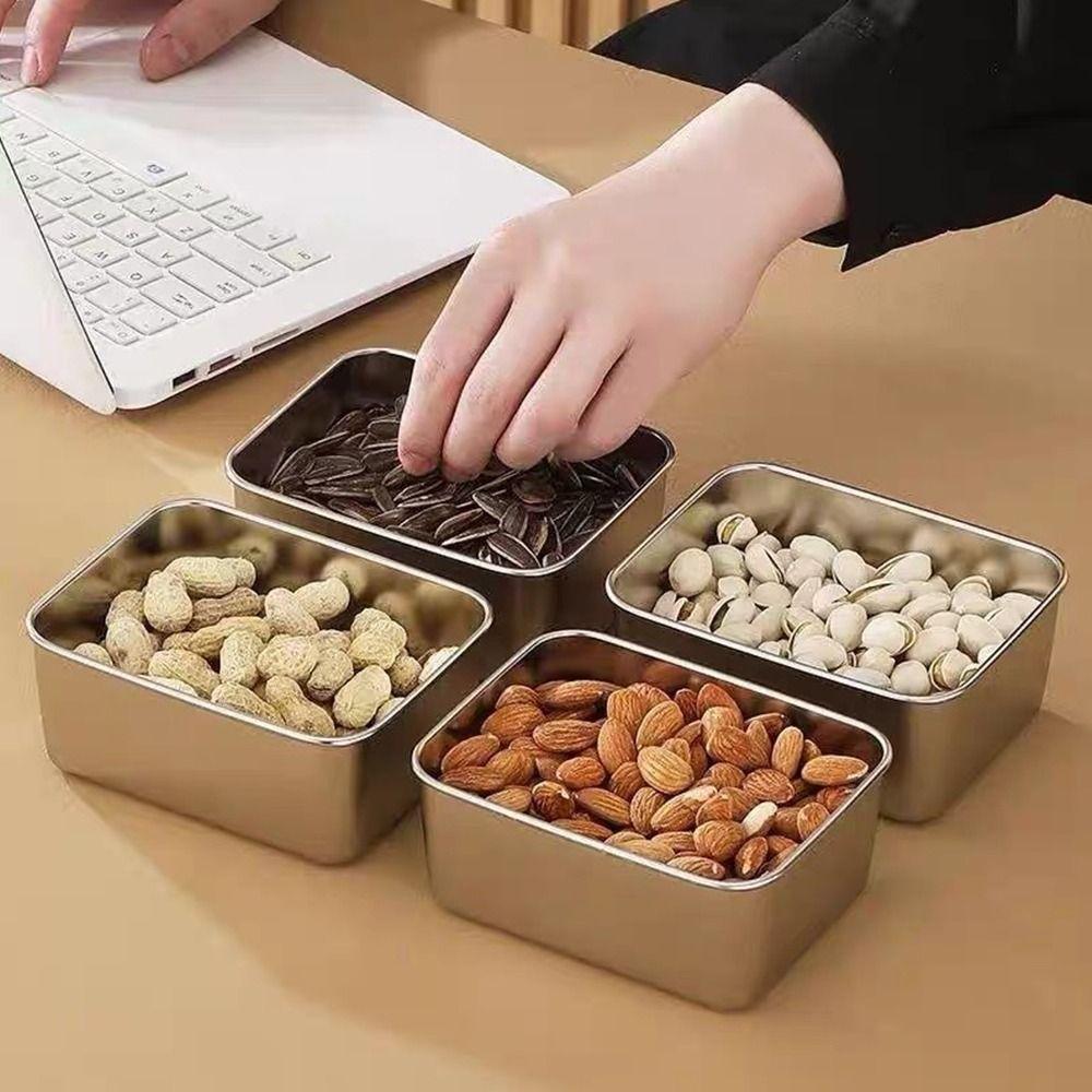1 шт., органайзер для еды из нержавеющей стали с крышкой, ящик для хранения, новая коробка для хранения продуктов, кухонная коробка