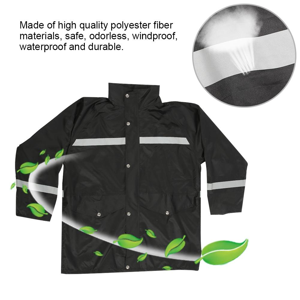 2Pieces Reflective Raincoat Windproof Rain Proof Traffic Road Duty Safety Rain Coat Pants Suit(XL )