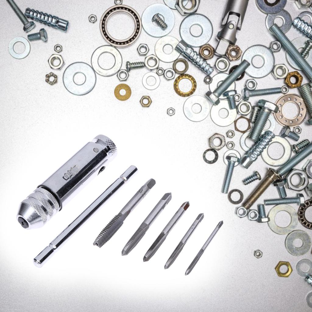 Upgraded T-Handle Ratchet Tap Holder Wrench Adjustable with M3-M8 Metric Tread Tap Manual Tapping Accessories Alloy