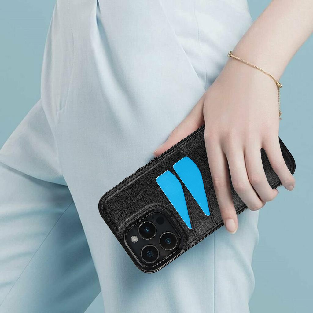 Чехол для iPhone 16 Pro Max со слотом для карт, тонкий, из ПУ+ТПУ, мобильный чехол