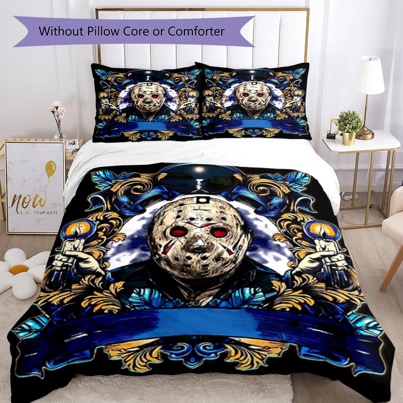3pcs Friday the 13th Bedding Set Duvet Cover Closure Includes 1 Duvet Cover & 2 Pillowcases, Soft and Comfortable for All Seasons.