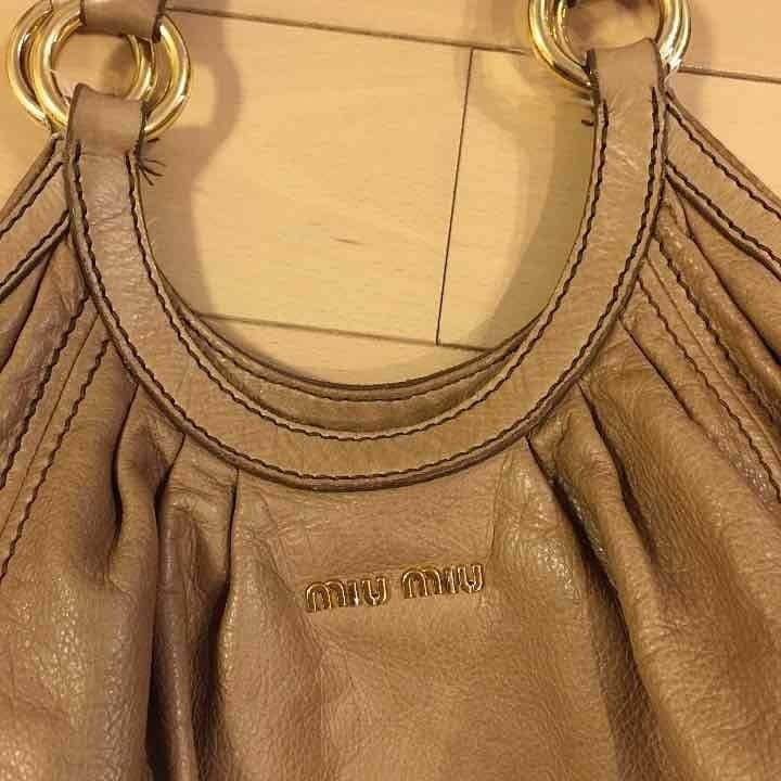 MIU miumiu Handbag Shoulder Bag Calf Brown Gold Hardware From Japan Used FS