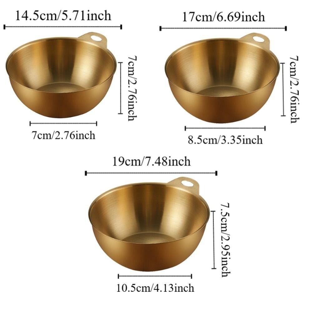 Smooth Edge Stainless Steel Salad Bowl Gold/Silver Soup Bowl Durable Food Container Salad Serving